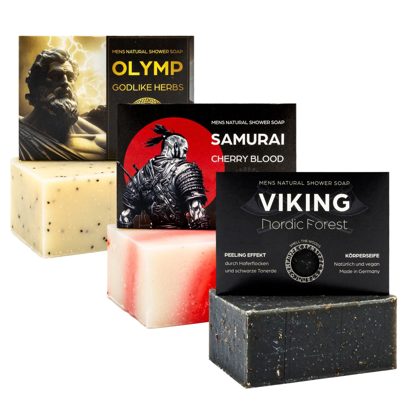 Myth Bundle - Jabón exfoliante para el cuidado del cuerpo VIKING SAMURAI OLYMP