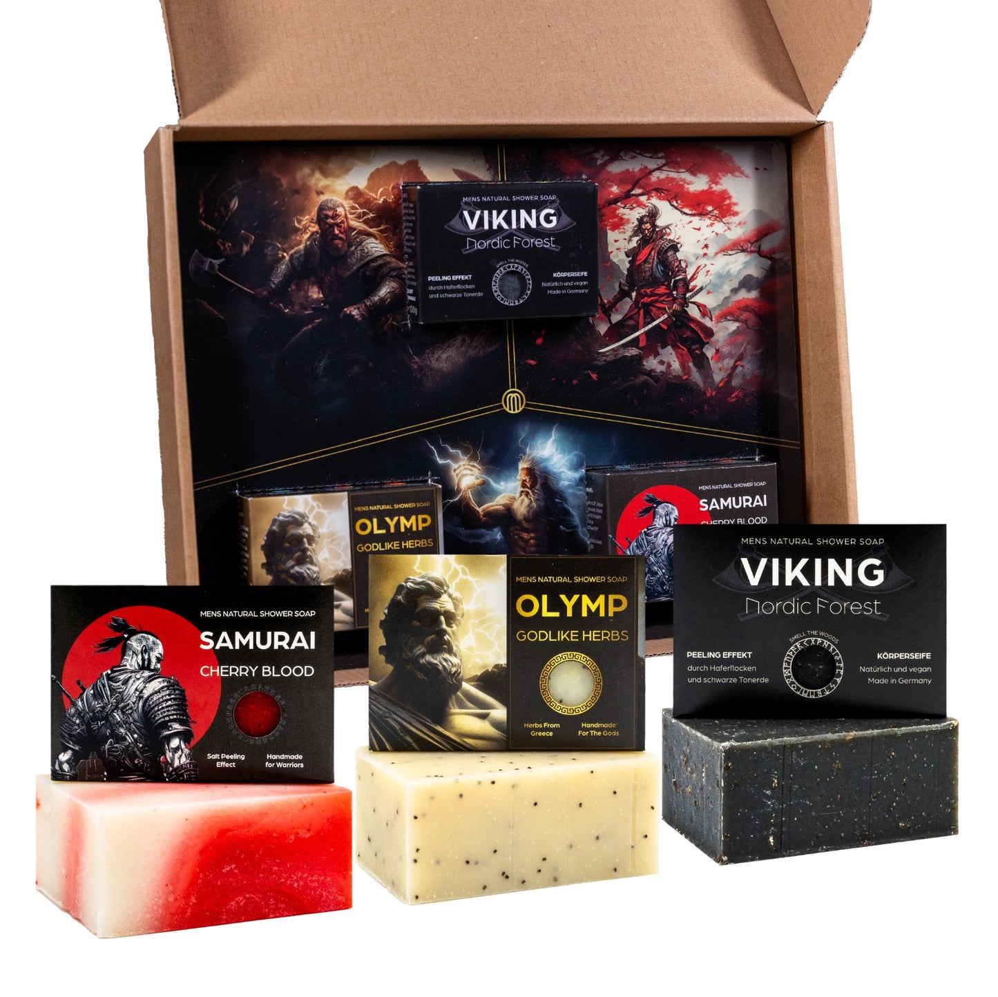 Myth Bundle - Jabón exfoliante para el cuidado del cuerpo VIKING SAMURAI OLYMP