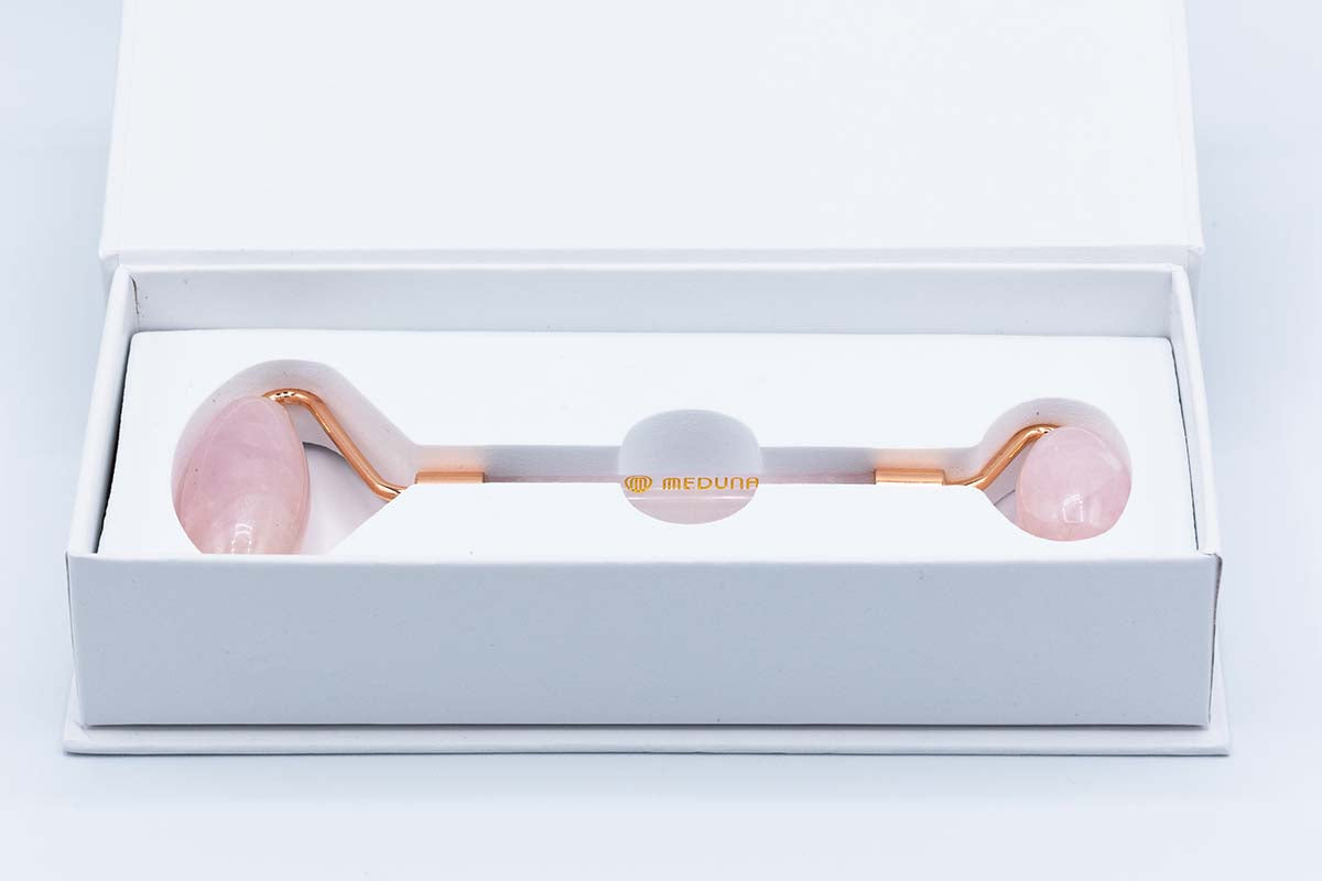 Rose quartz roller for facial massage