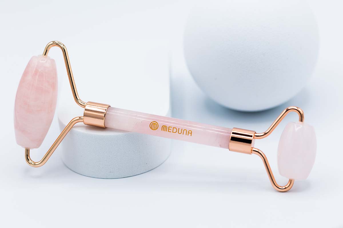 Rose quartz roller for facial massage