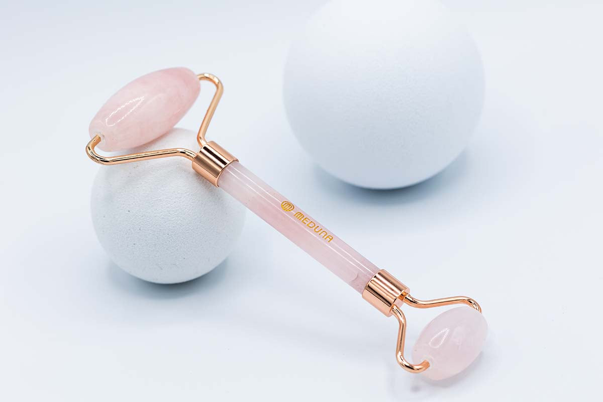Rose quartz roller for facial massage