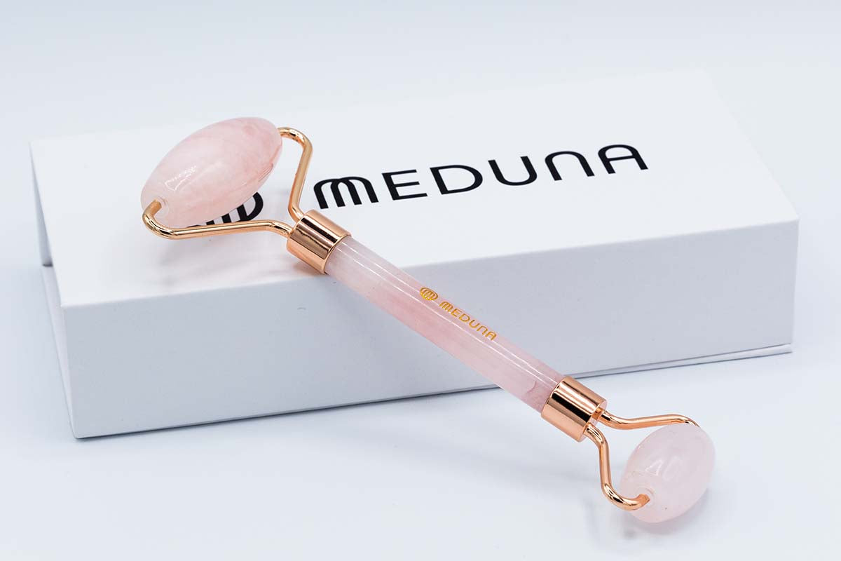 Rose quartz roller for facial massage